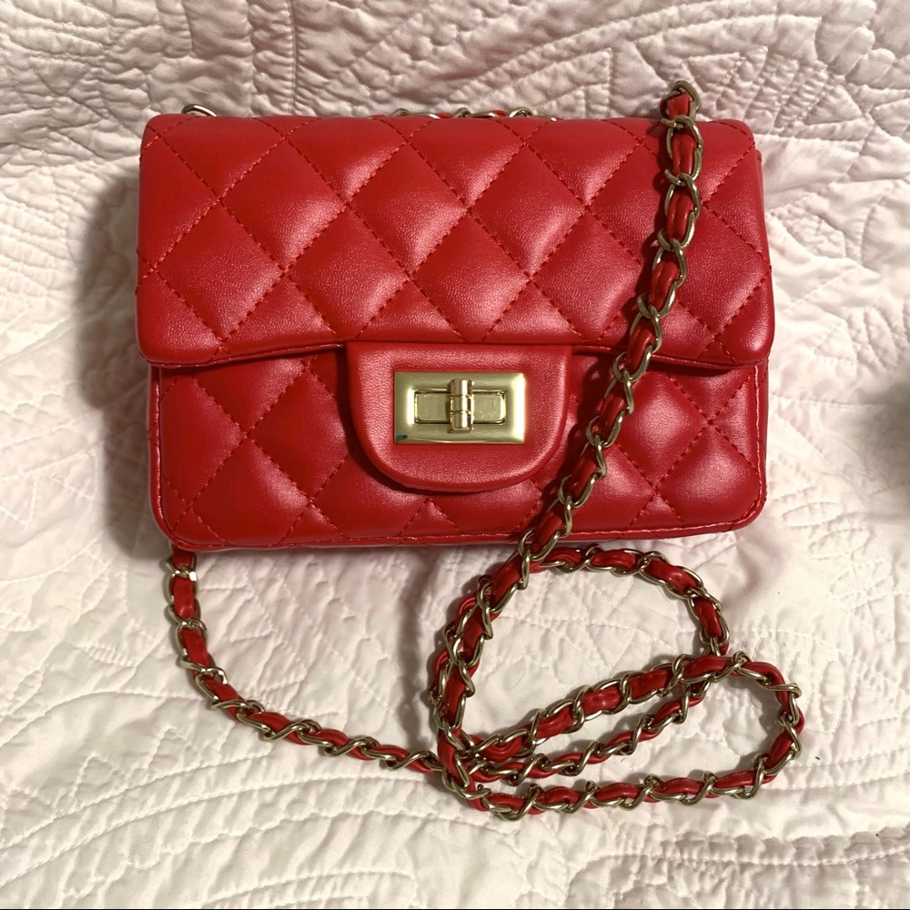 Quilted Faux Leather Mini Flap Bag